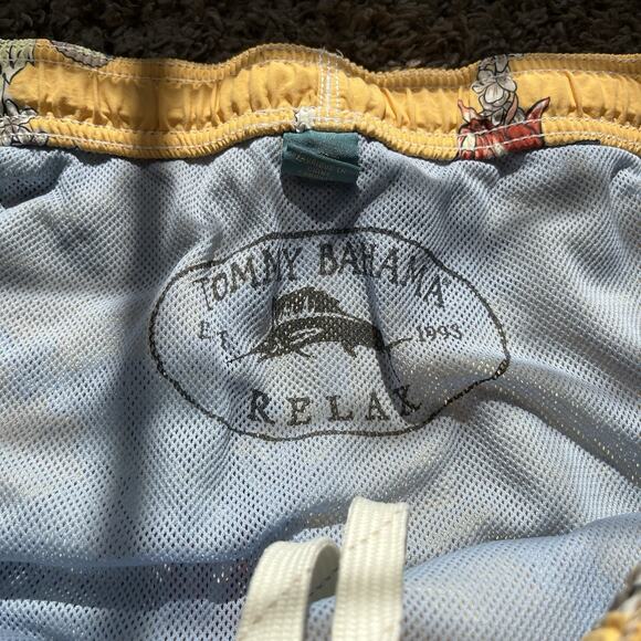 Tommy Bahama Relax Shorts Mens L Orange Green Palm Tropical Swim Trunks Mesh - Picture 3 of 9